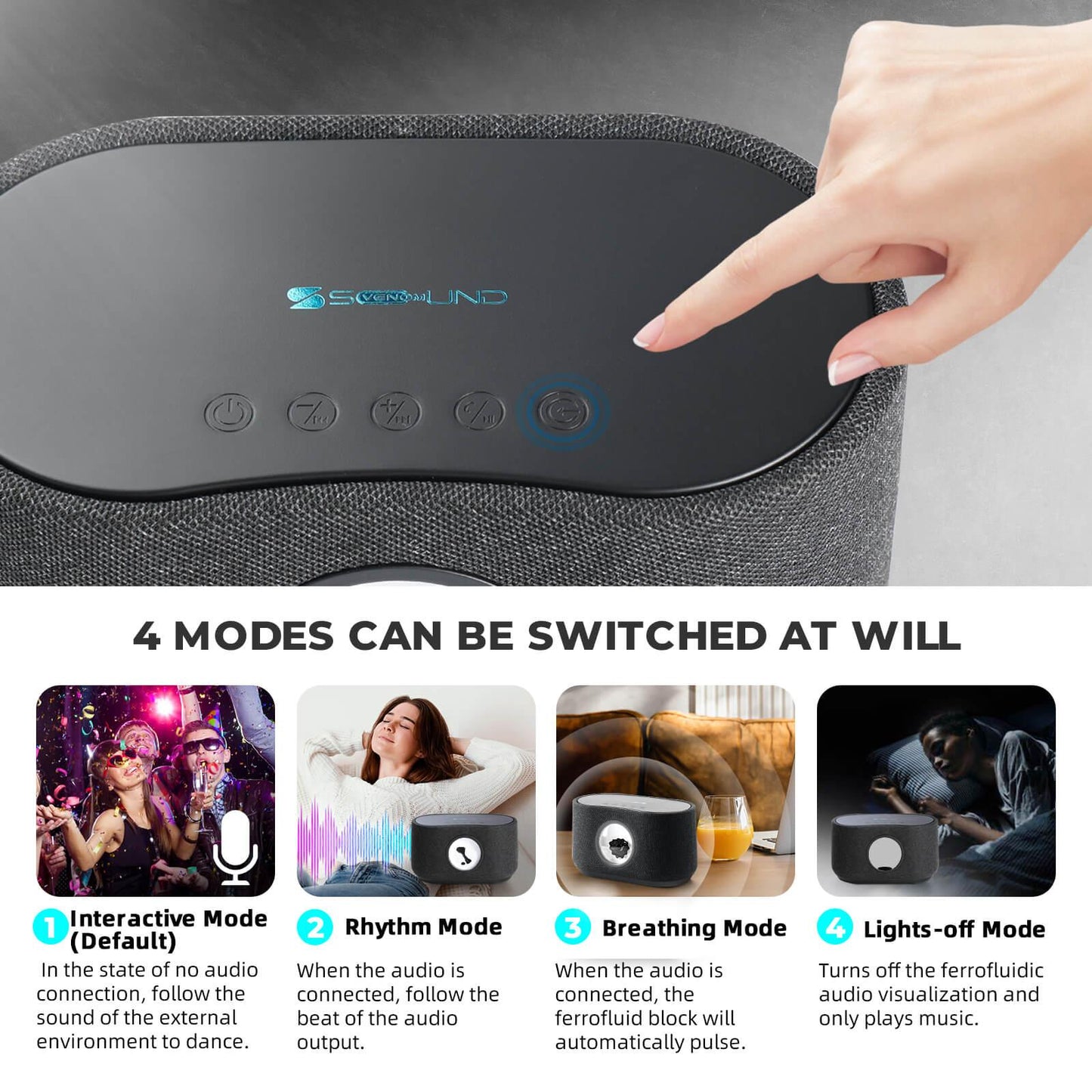 Ferrofluid Bluetooth Speaker with 15W Phone Wireless Charger