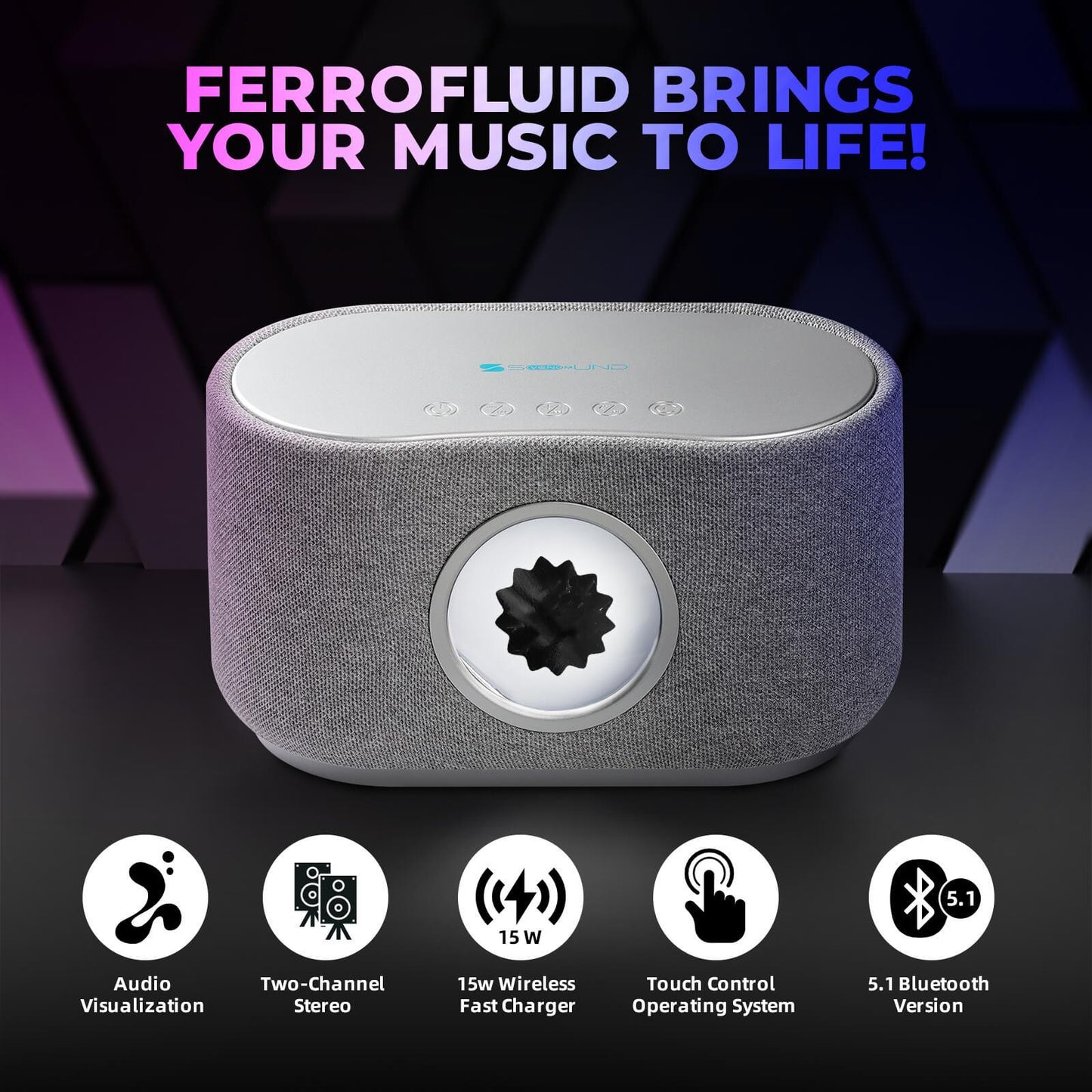 Ferrofluid Bluetooth Speaker with 15W Phone Wireless Charger