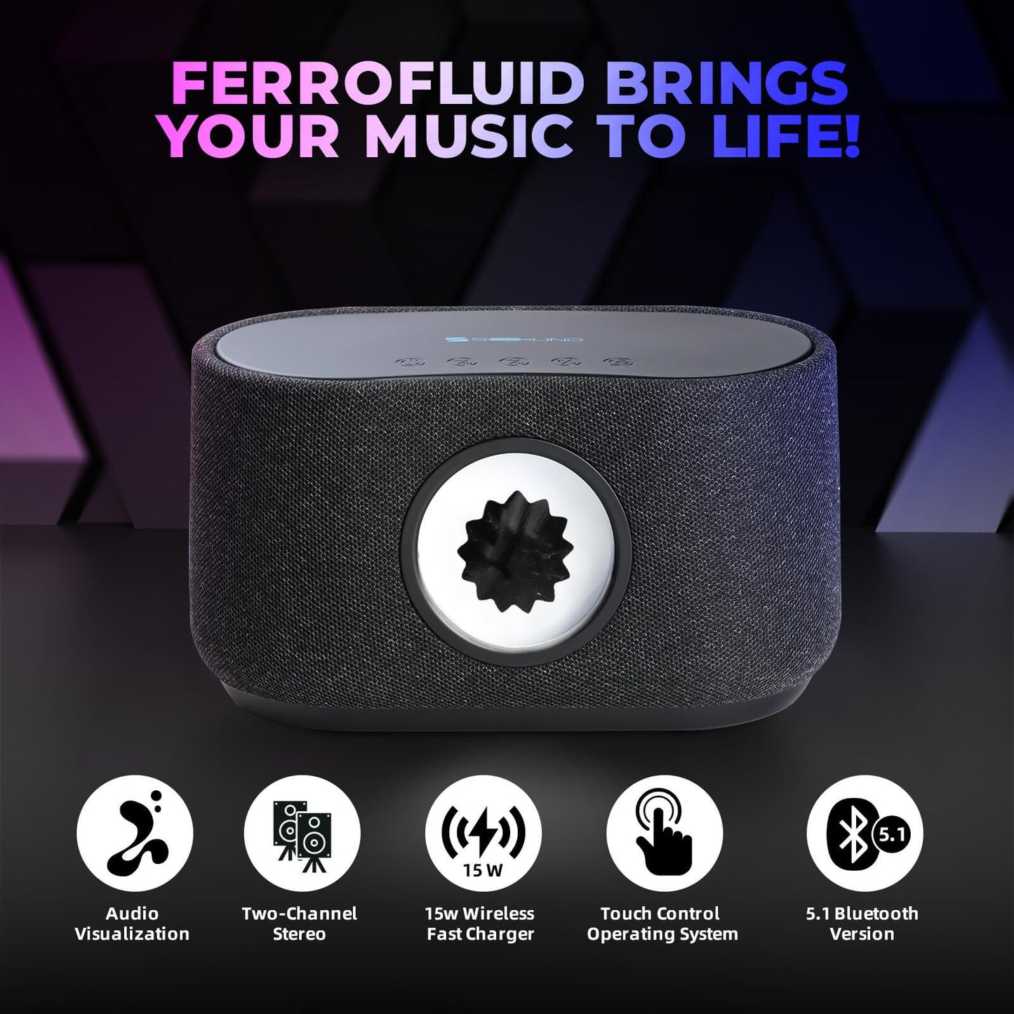 Ferrofluid Bluetooth Speaker with 15W Phone Wireless Charger