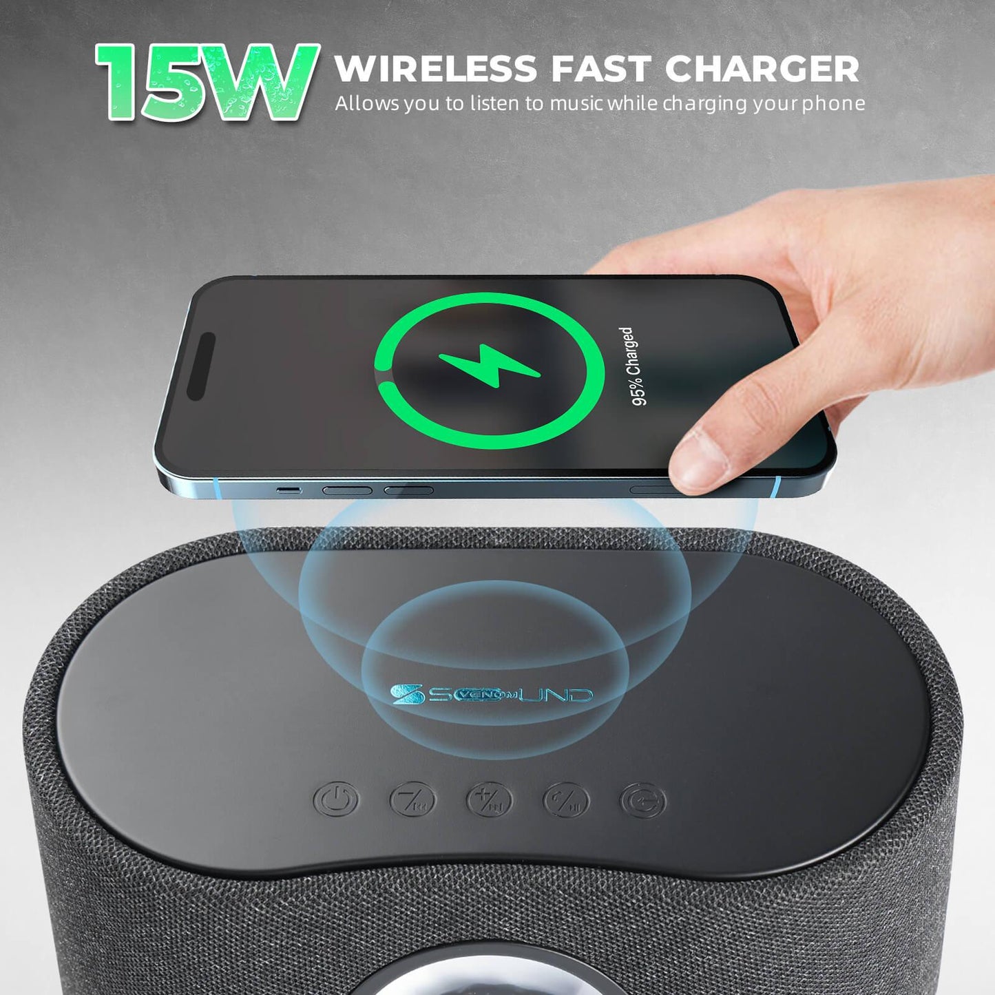 Ferrofluid Bluetooth Speaker with 15W Phone Wireless Charger