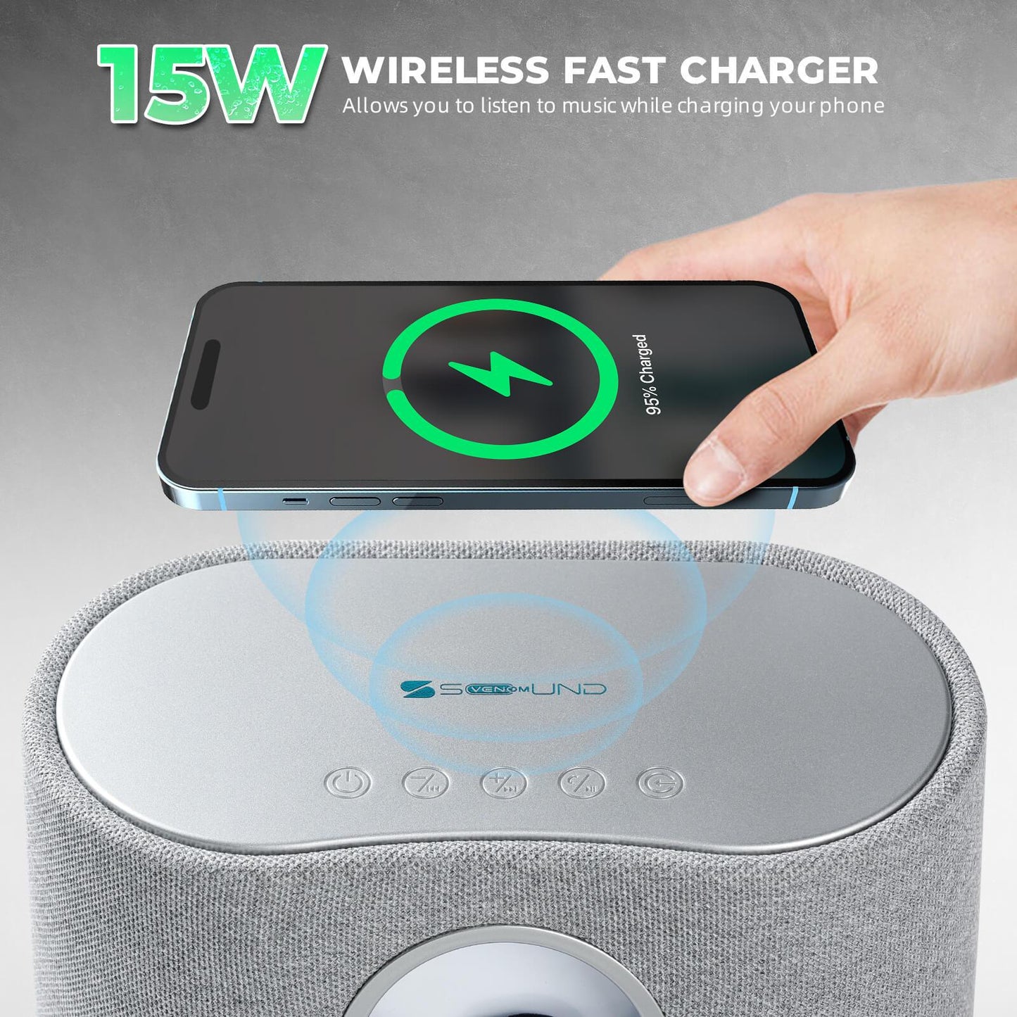 Ferrofluid Bluetooth Speaker with 15W Phone Wireless Charger