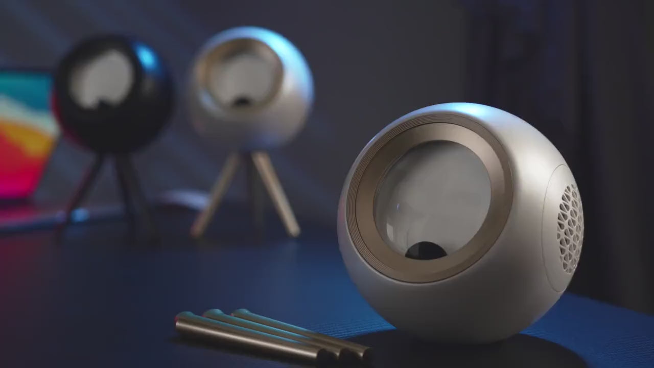 VENOM BALL ferrofluid speaker demo, magnetic liquid dancing to music with RGB light