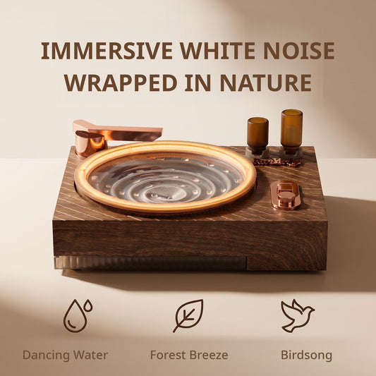 Immersive white noise wrapped in nature sounds - dancing water, forest breeze and birdsong